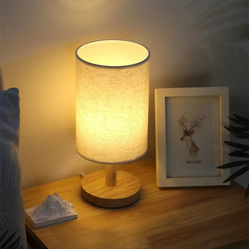 Chinese LED Table Lamp - Dimmable USB Night Light with Fabric Lampshade for Living Room and Bedroom - ZOOMNSTORE
