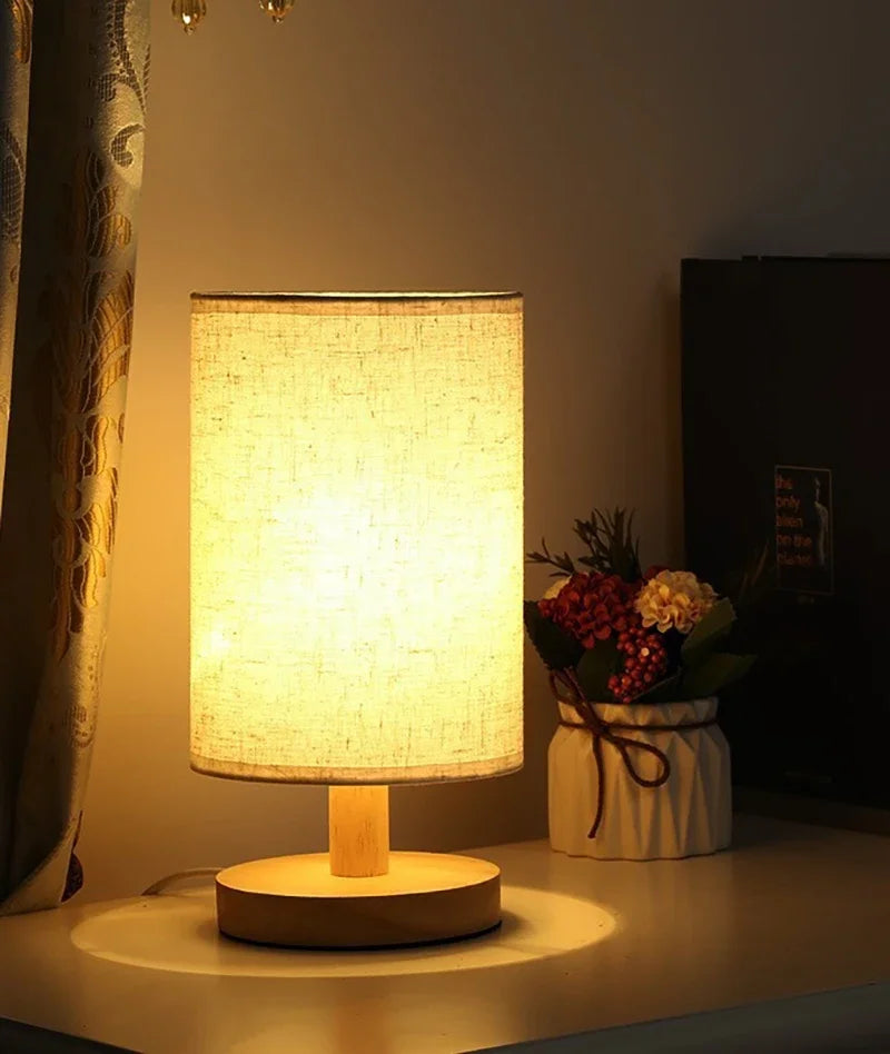 Chinese LED Table Lamp - Dimmable USB Night Light with Fabric Lampshade for Living Room and Bedroom - ZOOMNSTORE