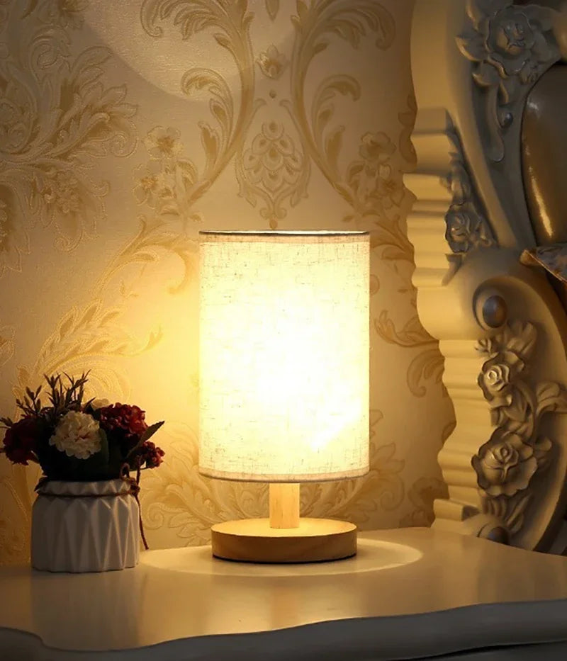 Chinese LED Table Lamp - Dimmable USB Night Light with Fabric Lampshade for Living Room and Bedroom - ZOOMNSTORE