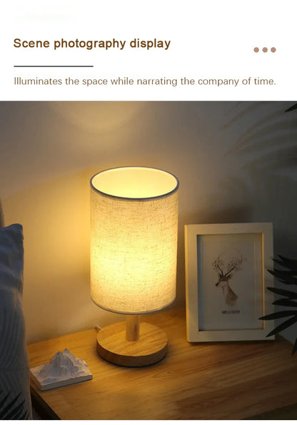 Chinese LED Table Lamp - Dimmable USB Night Light with Fabric Lampshade for Living Room and Bedroom - ZOOMNSTORE