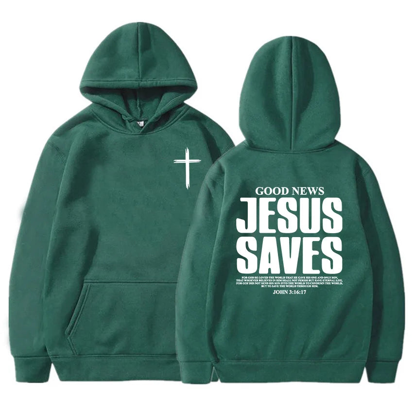 Jesus Saves Hoodie - John 316 Christian Sweatshirt for Men  Women - ZOOMNSTORE