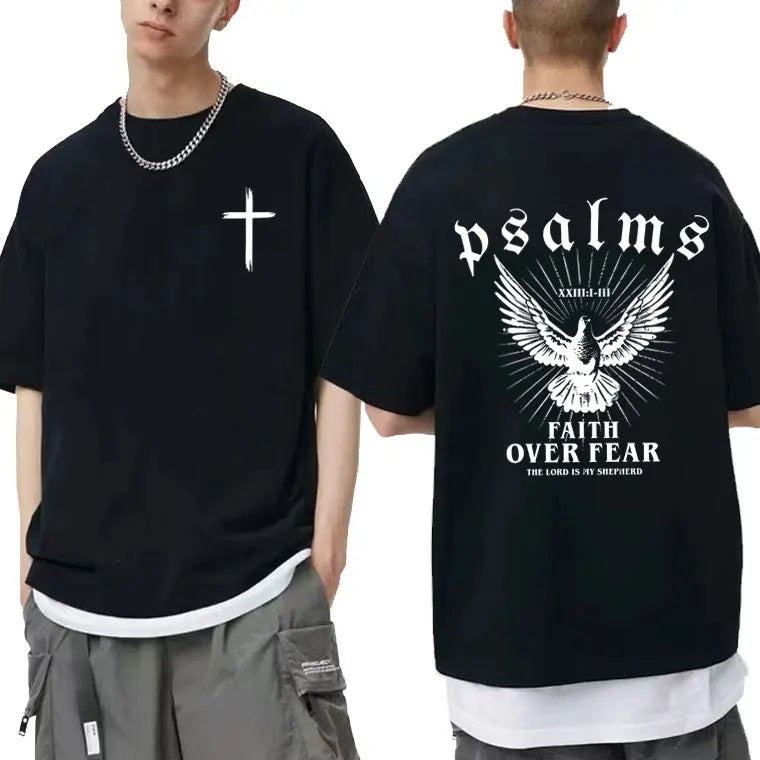 Faith Over Fear Dove T-Shirt - Casual Oversized Cotton Tee for Men  Women - ZOOMNSTORE