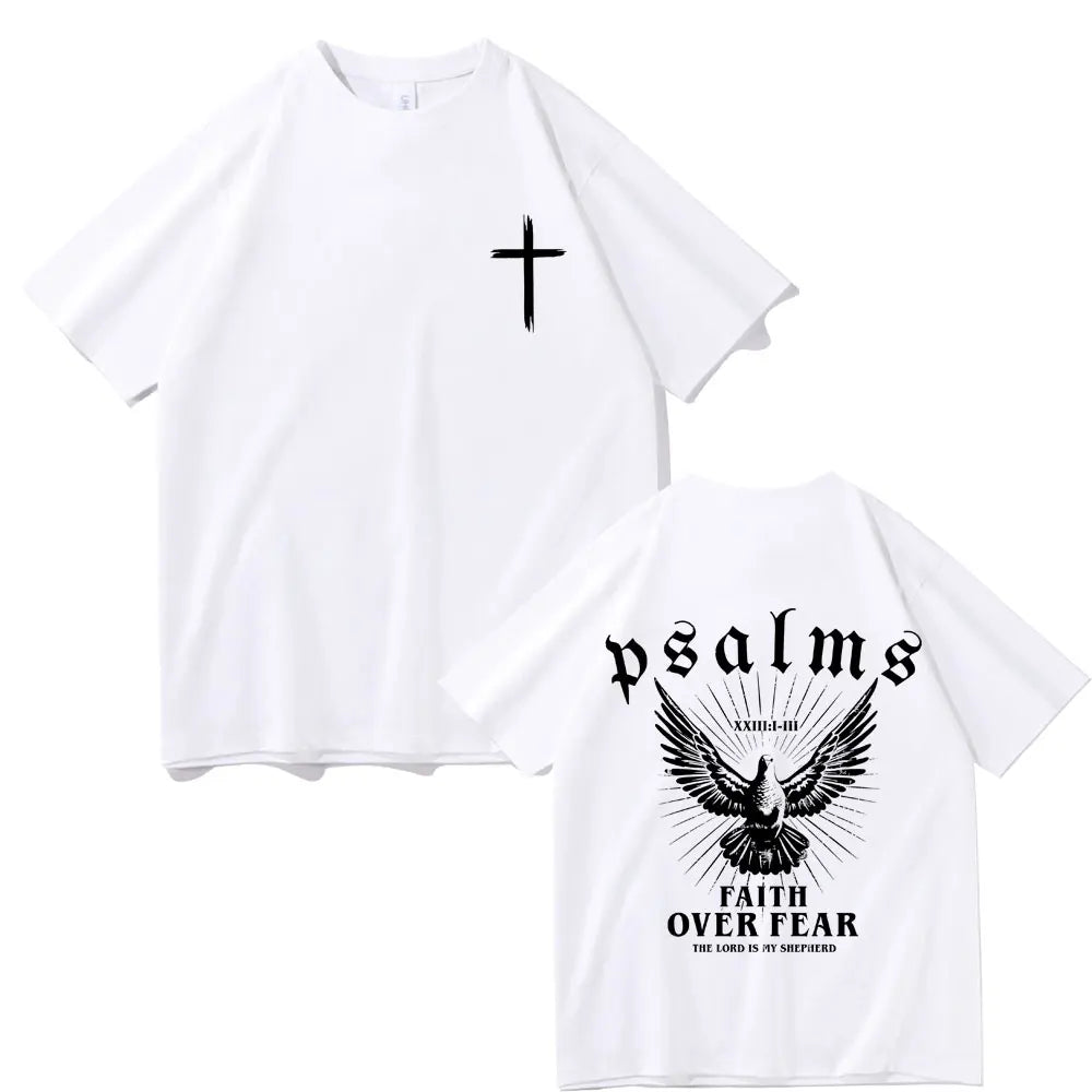 Faith Over Fear Dove T-Shirt - Casual Oversized Cotton Tee for Men  Women - ZOOMNSTORE