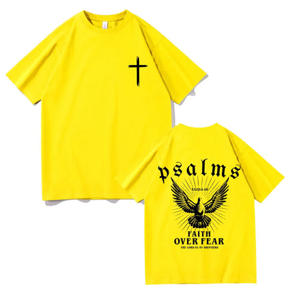 Faith Over Fear Dove T-Shirt - Casual Oversized Cotton Tee for Men  Women - ZOOMNSTORE