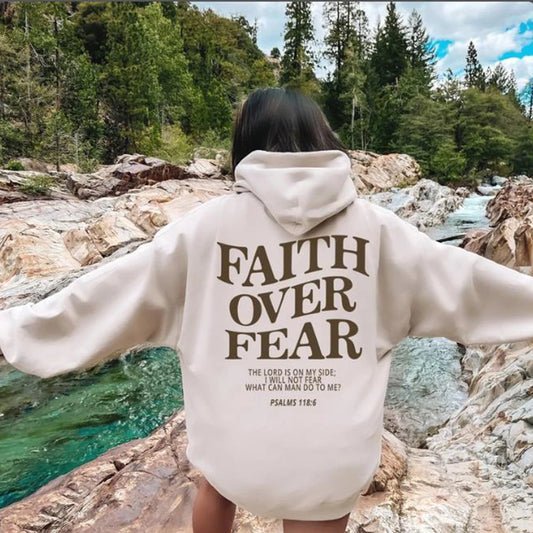Faith Over Fear Hoodie - Christian Sweatshirt with Bible Verse - ZOOMNSTORE
