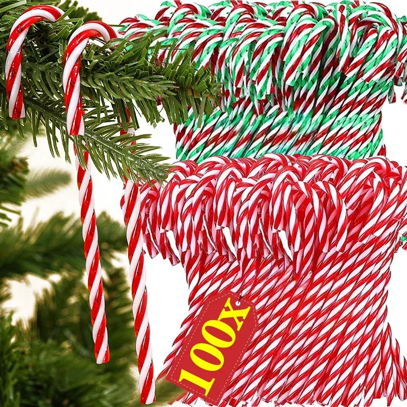 Christmas Candy Cane Ornaments - Plastic Tree Hanging Decorations 10010 Pcs - ZOOMNSTORE