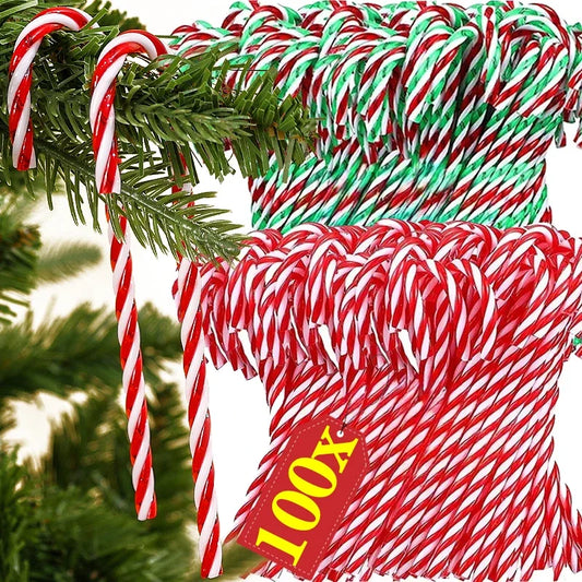 Christmas Candy Cane Ornaments - Plastic Tree Hanging Decorations 10010 Pcs - ZOOMNSTORE