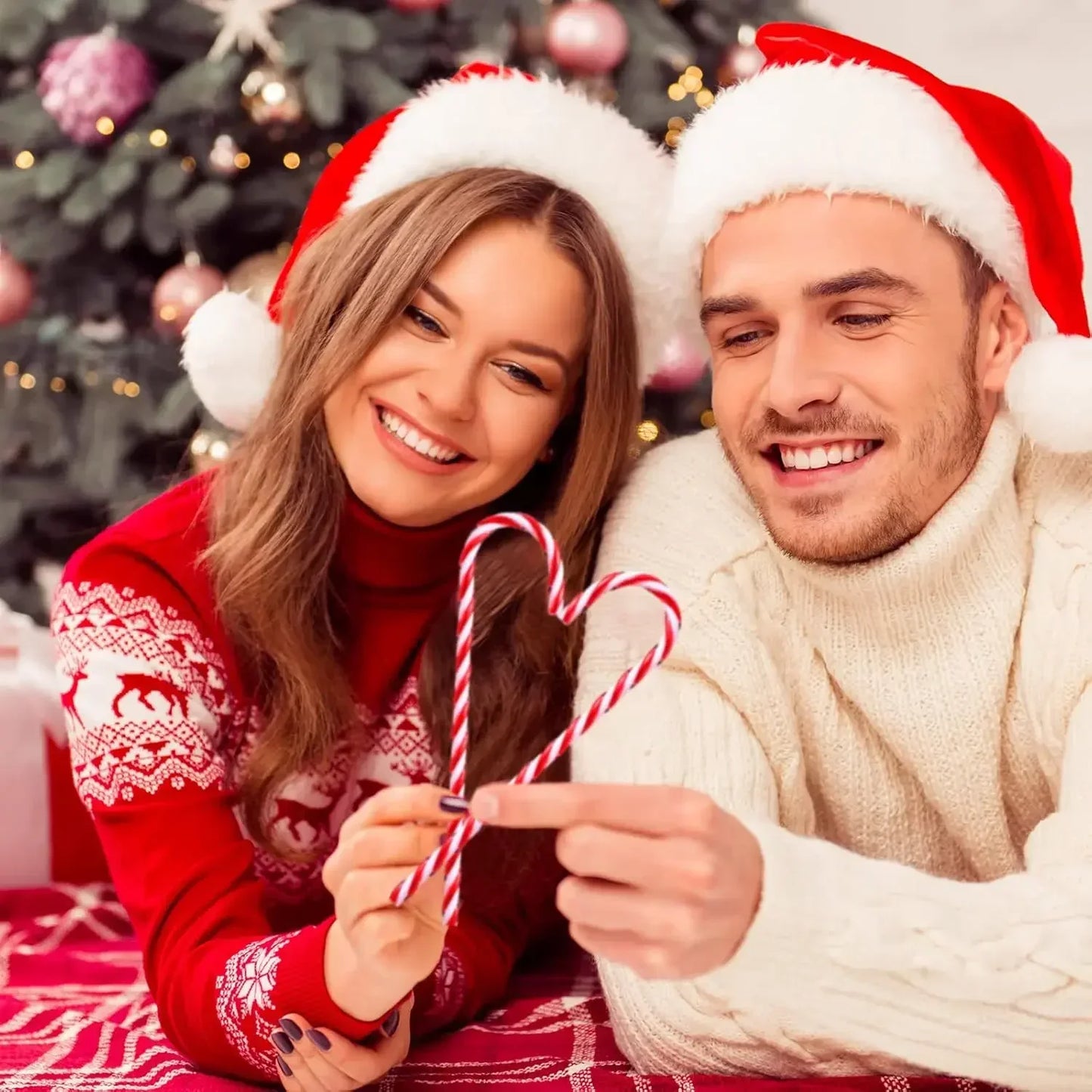 Christmas Candy Cane Ornaments - Plastic Tree Hanging Decorations 10010 Pcs - ZOOMNSTORE