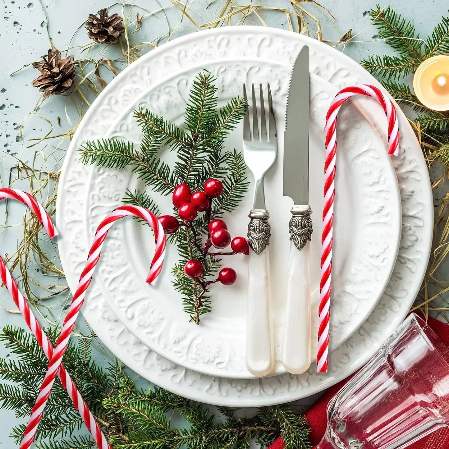 Christmas Candy Cane Ornaments - Plastic Tree Hanging Decorations 10010 Pcs - ZOOMNSTORE