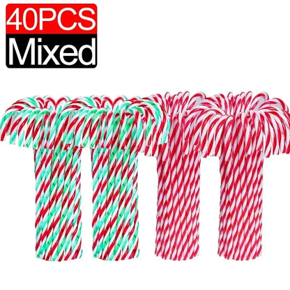 Christmas Candy Cane Ornaments - Plastic Tree Hanging Decorations 10010 Pcs - ZOOMNSTORE