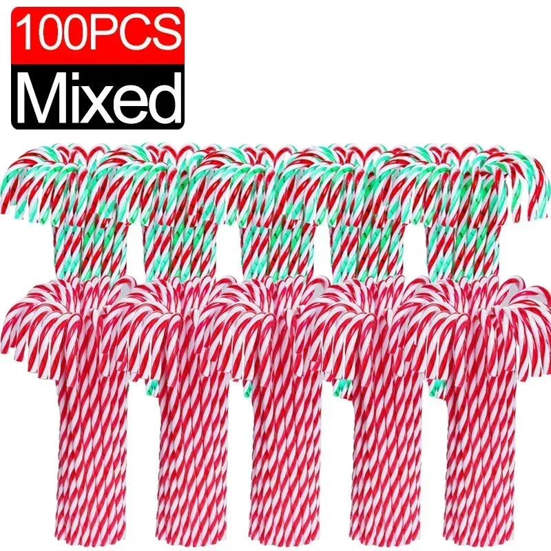 Christmas Candy Cane Ornaments - Plastic Tree Hanging Decorations 10010 Pcs - ZOOMNSTORE