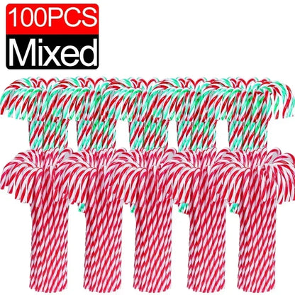 Christmas Candy Cane Ornaments - Plastic Tree Hanging Decorations 10010 Pcs - ZOOMNSTORE