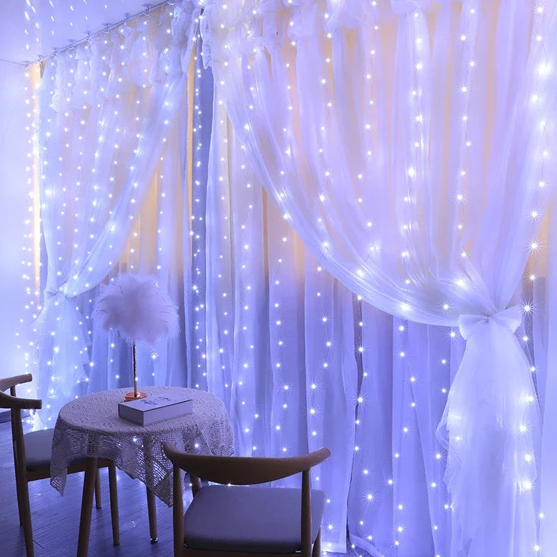 Christmas Lights Curtain Garland - Merry Xmas Home Decor  Fairy Lights for New Year - ZOOMNSTORE