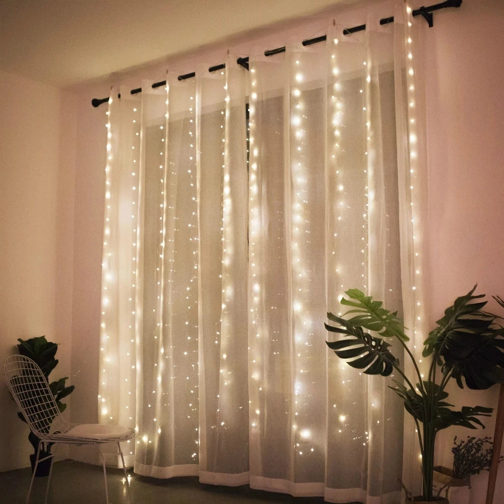 Christmas Lights Curtain Garland - Merry Xmas Home Decor  Fairy Lights for New Year - ZOOMNSTORE