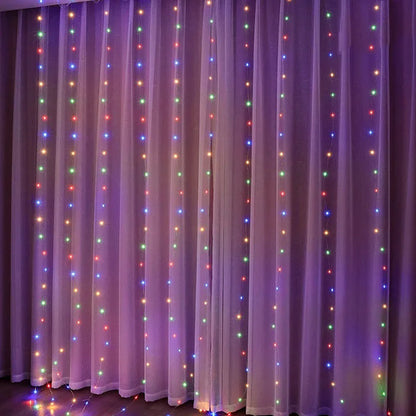 Christmas Lights Curtain Garland - Merry Xmas Home Decor  Fairy Lights for New Year - ZOOMNSTORE
