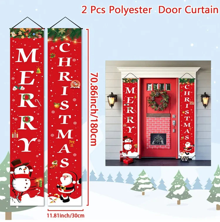 Christmas Door Banner - Merry Xmas Hanging Sign | Holiday Party Decoration 2025 - ZOOMNSTORE