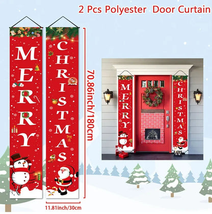 Christmas Door Banner - Merry Xmas Hanging Sign | Holiday Party Decoration 2025 - ZOOMNSTORE
