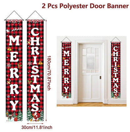 Christmas Door Banner - Merry Xmas Hanging Sign | Holiday Party Decoration 2025 - ZOOMNSTORE