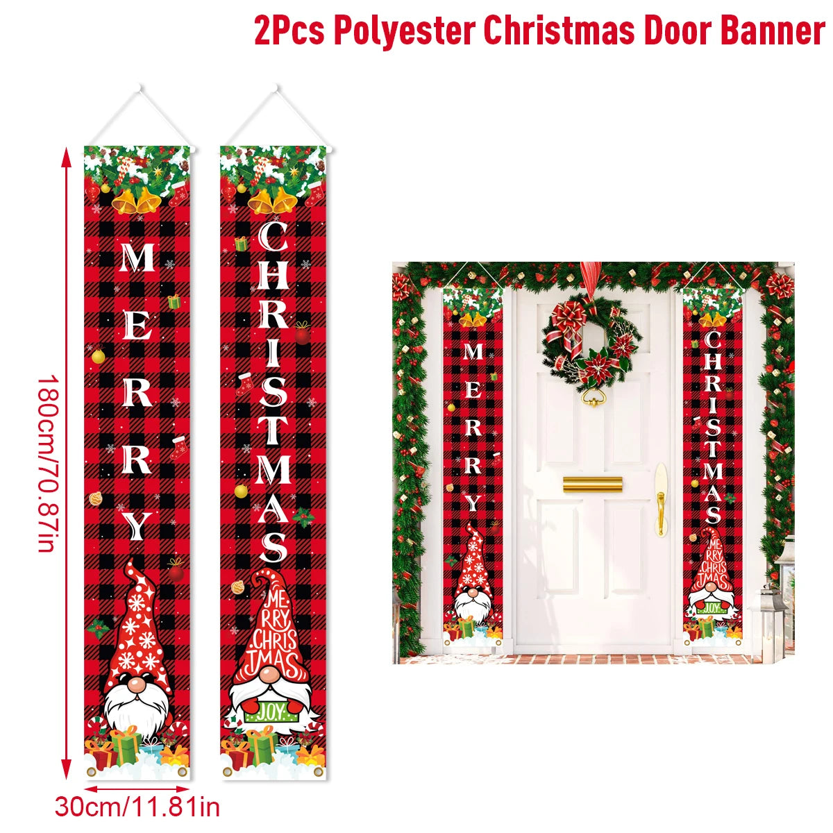 Christmas Door Banner - Merry Xmas Hanging Sign | Holiday Party Decoration 2025 - ZOOMNSTORE