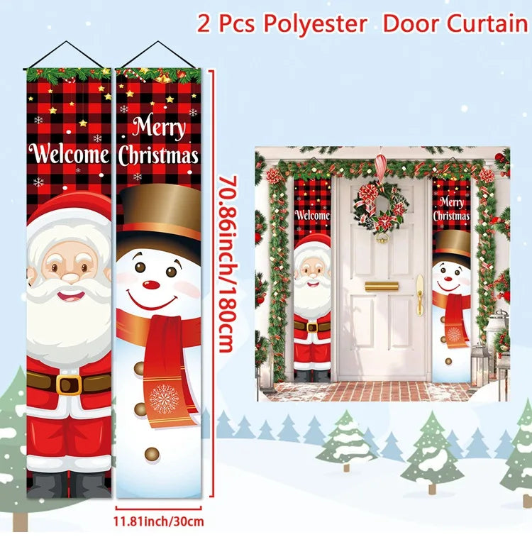 Christmas Door Banner - Merry Xmas Hanging Sign | Holiday Party Decoration 2025 - ZOOMNSTORE