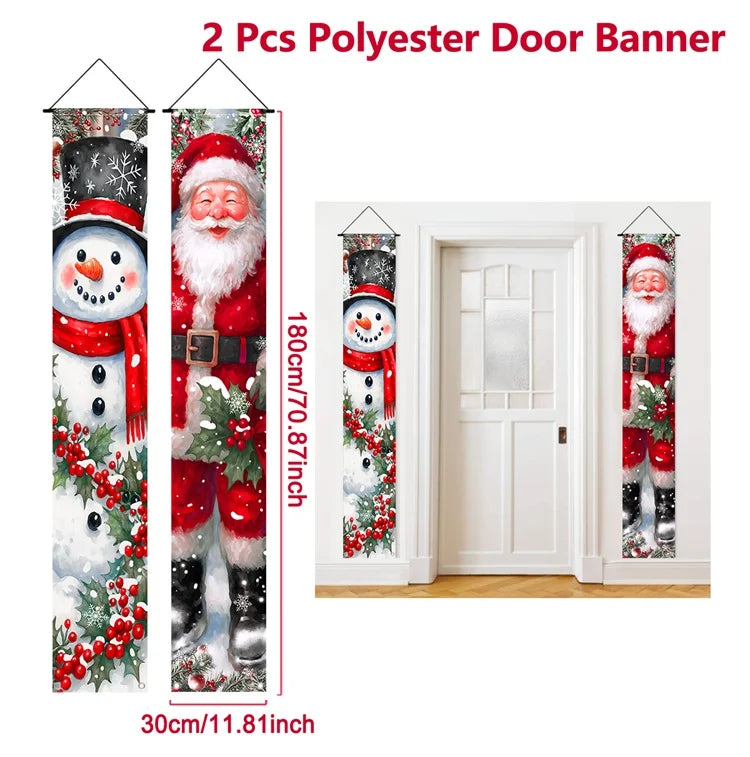 Christmas Door Banner - Merry Xmas Hanging Sign | Holiday Party Decoration 2025 - ZOOMNSTORE