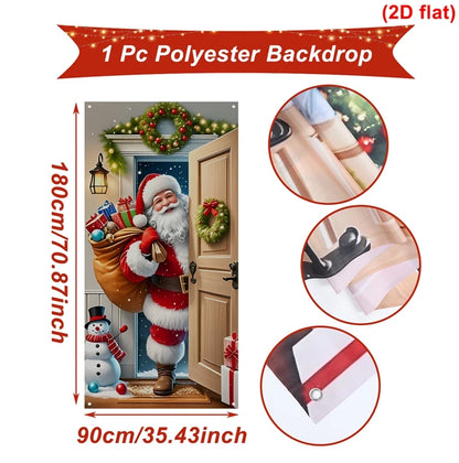 Christmas Door Banner – Santa Claus Flag Holiday Door Decoration for Home - ZOOMNSTORE