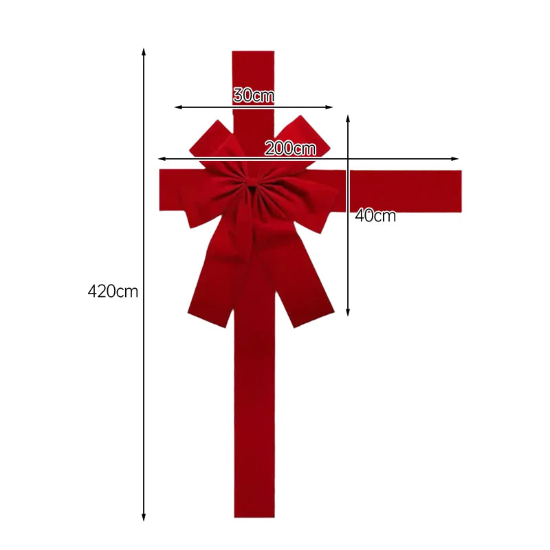 Christmas Door Bow - Large Red Linen Ribbon Holiday Door Decoration - ZOOMNSTORE