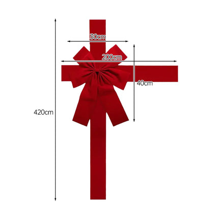 Christmas Door Bow - Large Red Linen Ribbon Holiday Door Decoration - ZOOMNSTORE