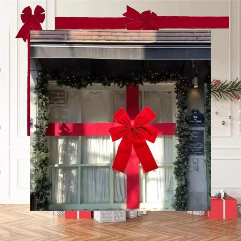 Christmas Door Bow - Large Red Linen Ribbon Holiday Door Decoration - ZOOMNSTORE