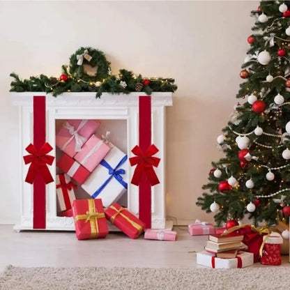 Christmas Door Bow - Large Red Linen Ribbon Holiday Door Decoration - ZOOMNSTORE