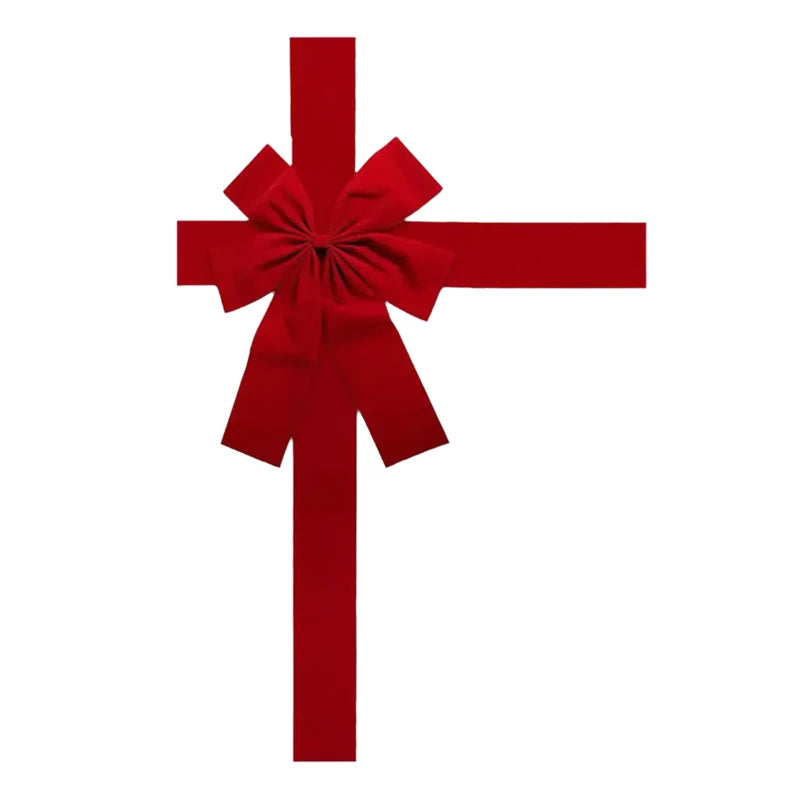Christmas Door Bow - Large Red Linen Ribbon Holiday Door Decoration - ZOOMNSTORE