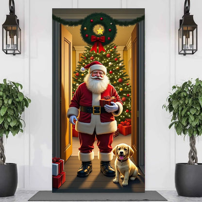 Christmas Door Cover - Santa Claus Curtain 185x90cm | Festive Holiday Decor - ZOOMNSTORE