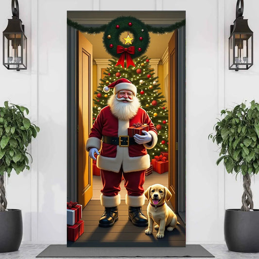 Christmas Door Cover - Santa Claus Curtain 185x90cm | Festive Holiday Decor - ZOOMNSTORE