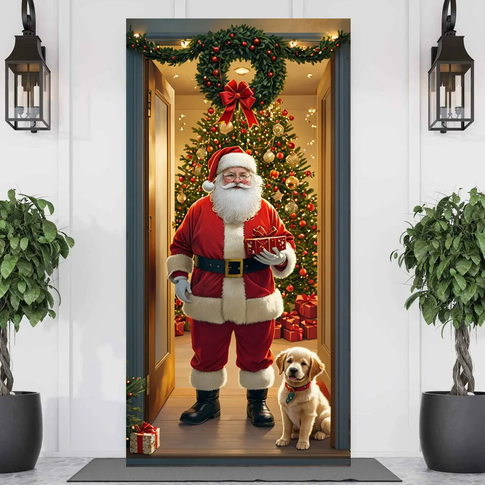 Christmas Door Cover - Santa Claus Curtain 185x90cm | Festive Holiday Decor - ZOOMNSTORE