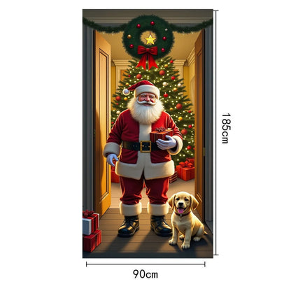 Christmas Door Cover - Santa Claus Curtain 185x90cm | Festive Holiday Decor - ZOOMNSTORE