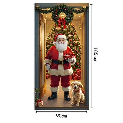 Christmas Door Cover - Santa Claus Curtain 185x90cm | Festive Holiday Decor - ZOOMNSTORE