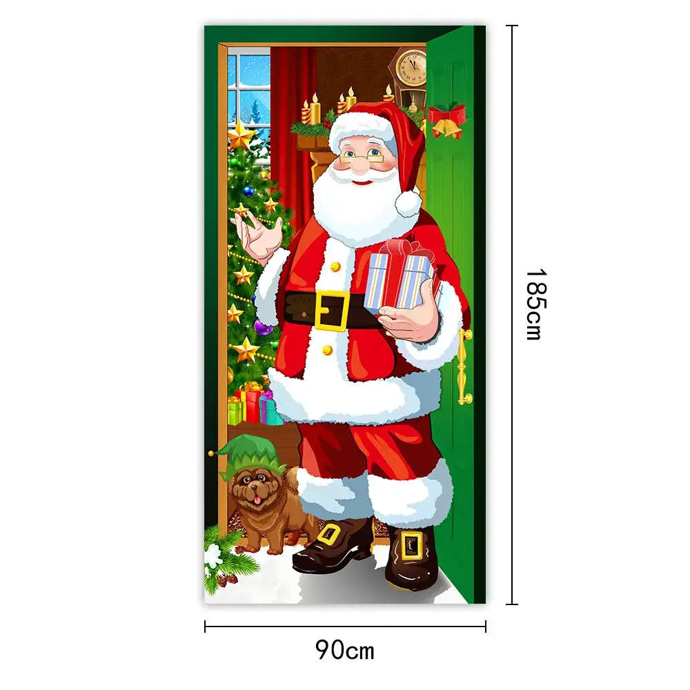 Christmas Door Cover - Santa Claus Curtain 185x90cm | Festive Holiday Decor - ZOOMNSTORE