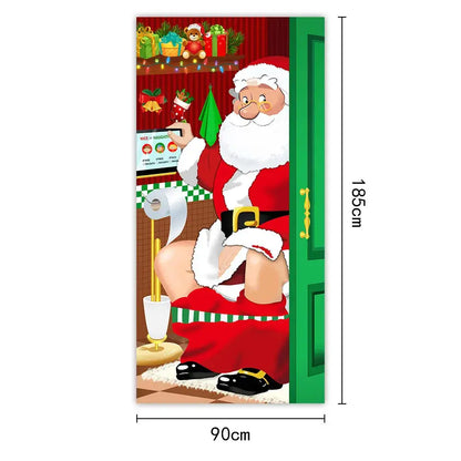 Christmas Door Cover - Santa Claus Curtain 185x90cm | Festive Holiday Decor - ZOOMNSTORE