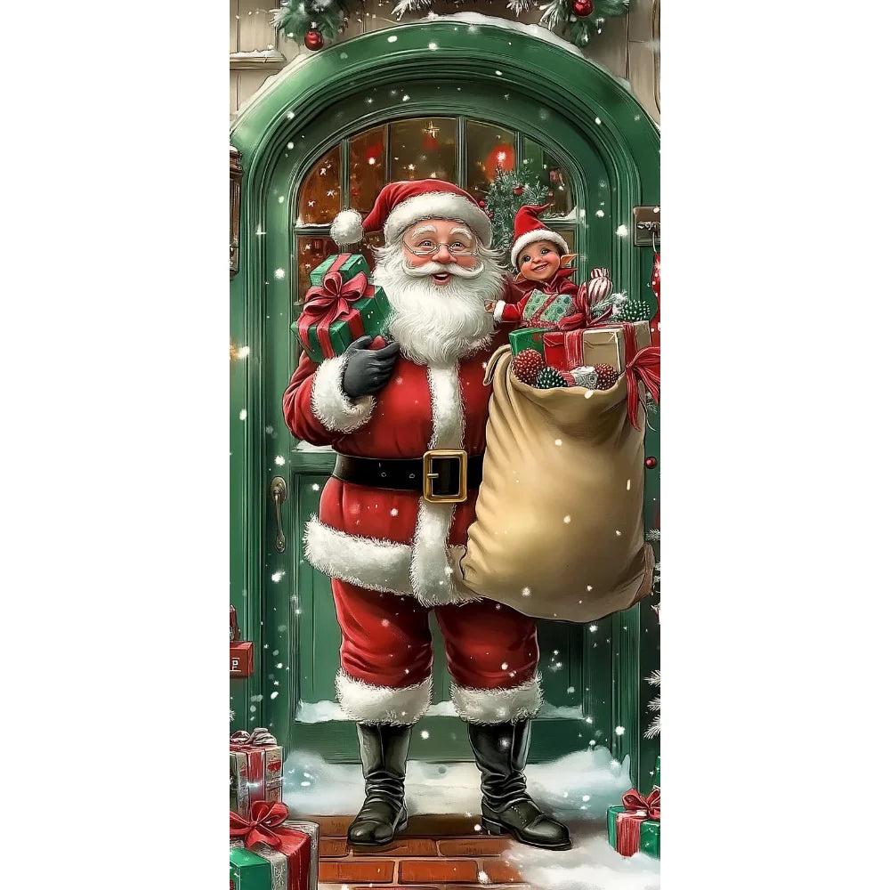 Christmas Door Cover - Santa Claus Curtain 185x90cm | Festive Holiday Decor - ZOOMNSTORE