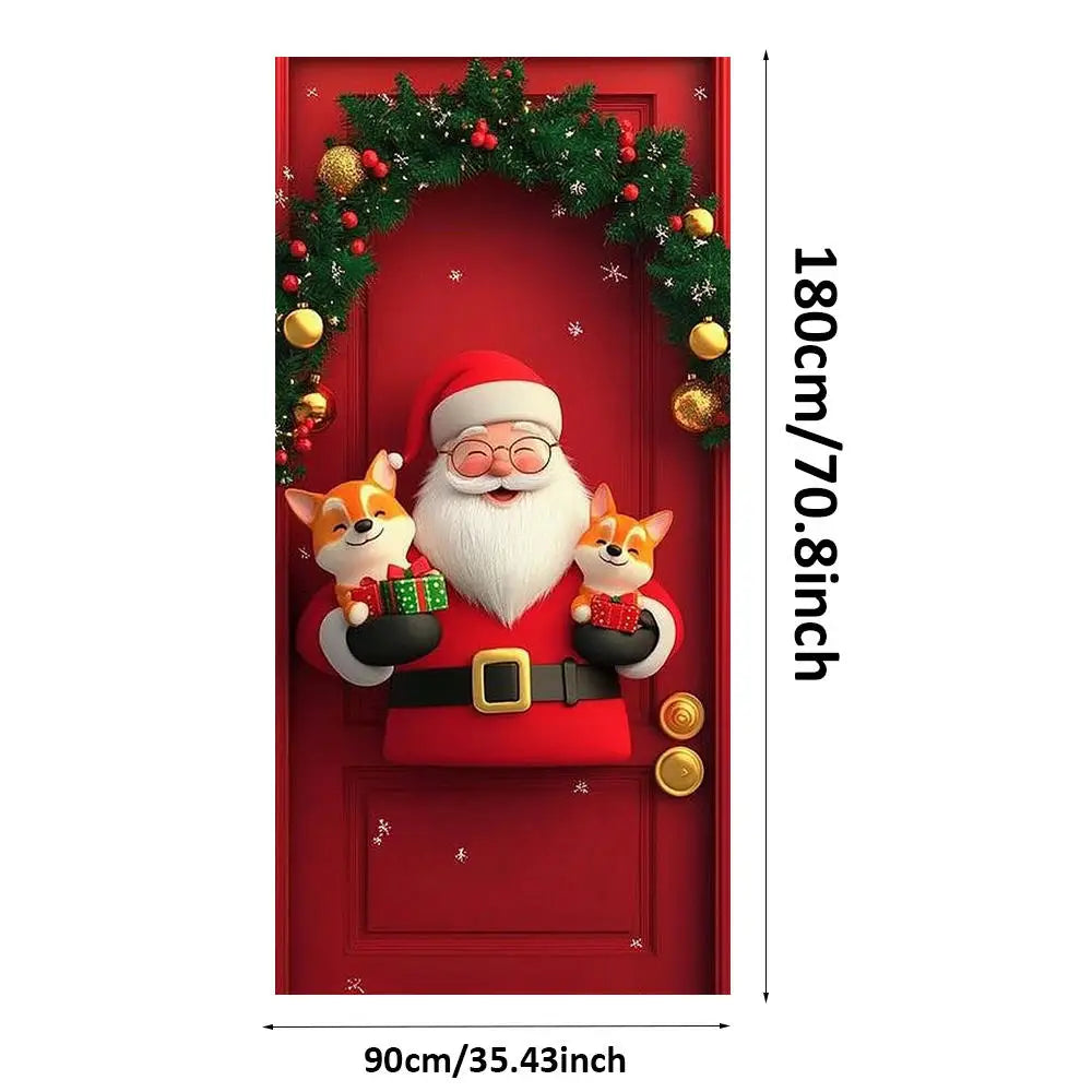 Christmas Door Cover - Santa Claus Curtain 185x90cm | Festive Holiday Decor - ZOOMNSTORE