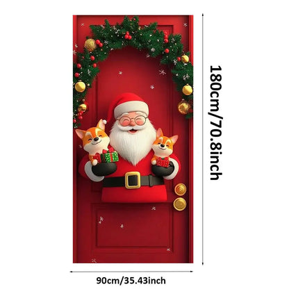 Christmas Door Cover - Santa Claus Curtain 185x90cm | Festive Holiday Decor - ZOOMNSTORE