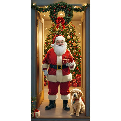 Christmas Door Cover - Santa Claus Curtain 185x90cm | Festive Holiday Decor - ZOOMNSTORE