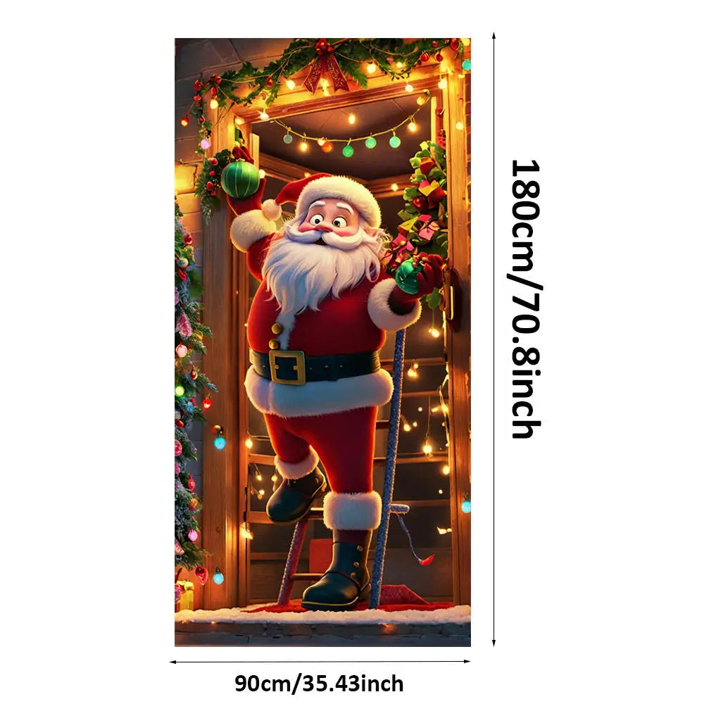 Christmas Door Cover - Santa Claus Curtain 185x90cm | Festive Holiday Decor - ZOOMNSTORE
