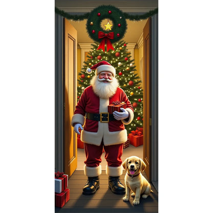 Christmas Door Cover - Santa Claus Curtain 185x90cm | Festive Holiday Decor - ZOOMNSTORE