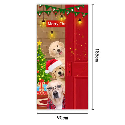 Christmas Door Cover - Santa Claus Curtain 185x90cm | Festive Holiday Decor - ZOOMNSTORE
