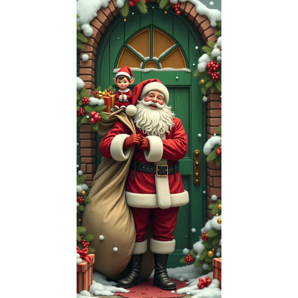 Christmas Door Cover - Santa Claus Curtain 185x90cm | Festive Holiday Decor - ZOOMNSTORE