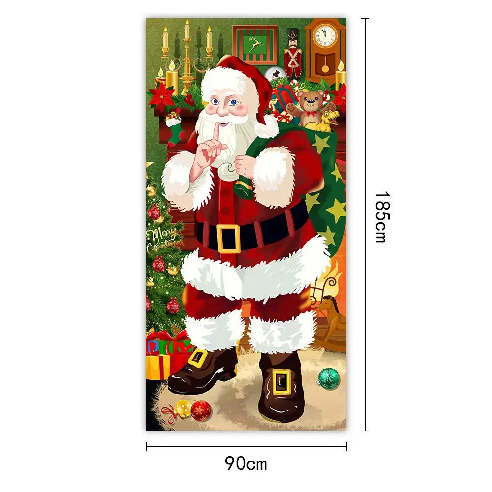 Christmas Door Cover - Santa Claus Curtain 185x90cm | Festive Holiday Decor - ZOOMNSTORE