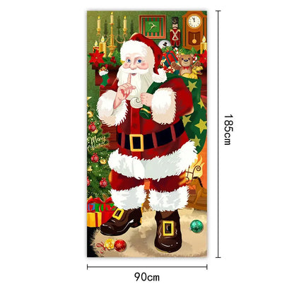 Christmas Door Cover - Santa Claus Curtain 185x90cm | Festive Holiday Decor - ZOOMNSTORE