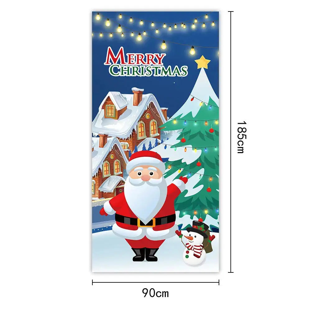 Christmas Door Cover - Santa Claus Curtain 185x90cm | Festive Holiday Decor - ZOOMNSTORE