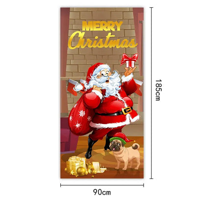 Christmas Door Cover - Santa Claus Curtain 185x90cm | Festive Holiday Decor - ZOOMNSTORE
